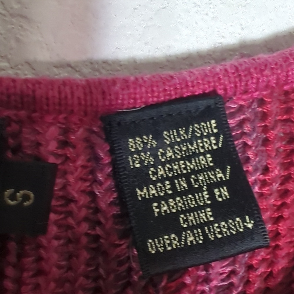 Womens Knit Sweater Silk Cashmere Vintage Y2K Pink Striped Forest Fairy Grunge S - Picture 4 of 11
